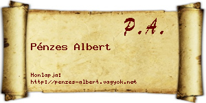 Pénzes Albert névjegykártya