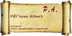 Pénzes Albert névjegykártya